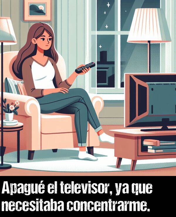 televisor: Apagu el televisor, ya que necesitaba concentrarme.