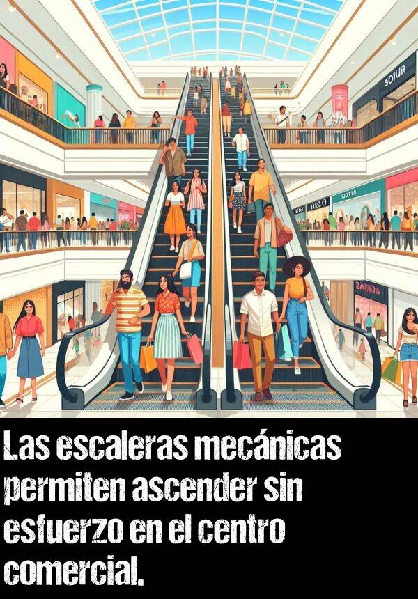 mecnicas: Las escaleras mecnicas permiten ascender sin esfuerzo en el centro comercial.