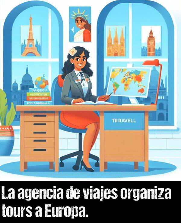 organiza: La agencia de viajes organiza tours a Europa.