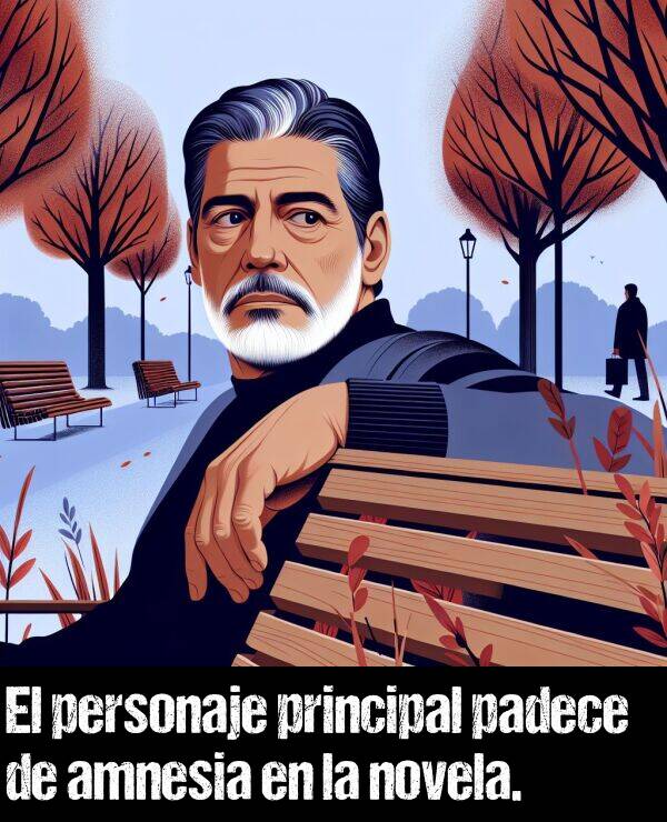 novela: El personaje principal padece de amnesia en la novela.