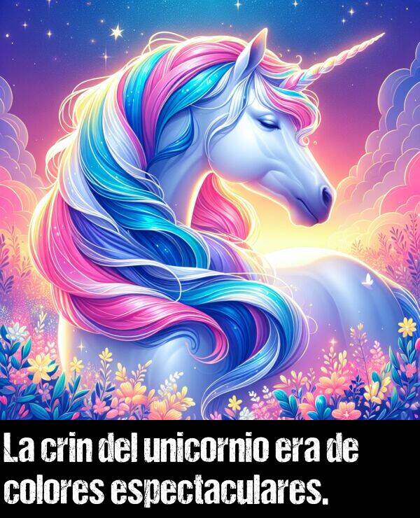 espectacular: La crin del unicornio era de colores espectaculares.