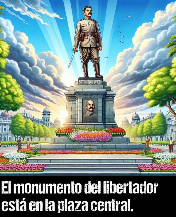 monumento: El monumento del libertador est en la plaza central.