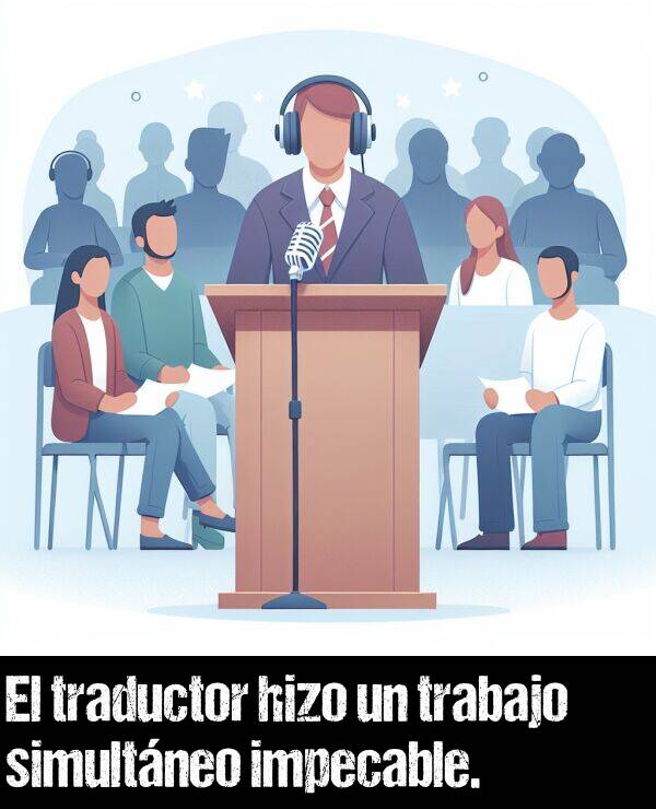 hizo: El traductor hizo un trabajo simultneo impecable.