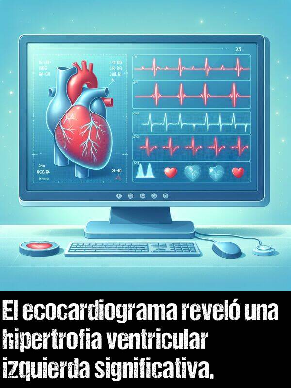 revelar: El ecocardiograma revel una hipertrofia ventricular izquierda significativa.