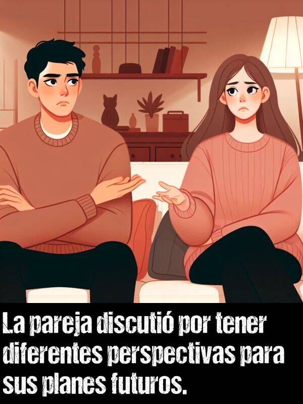 pareja: La pareja discuti por tener diferentes perspectivas para sus planes futuros.