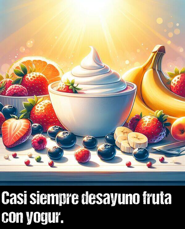 desayunar: Casi siempre desayuno fruta con yogur.