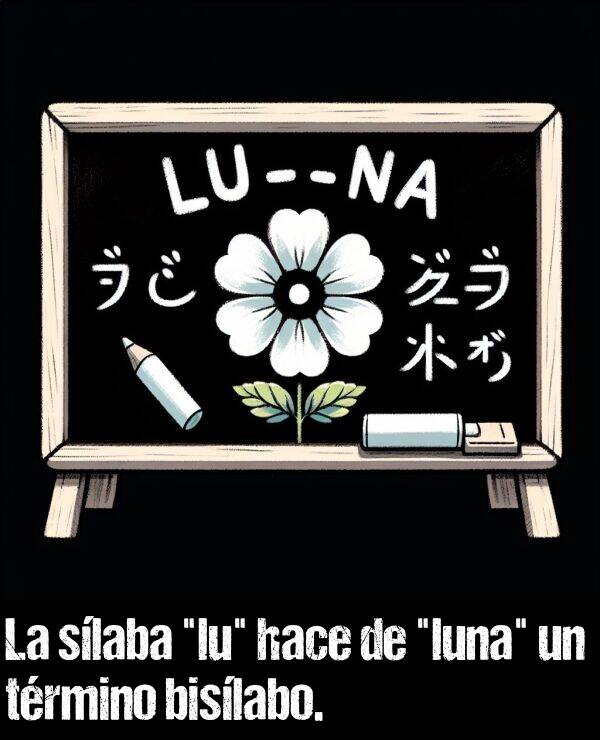 bislabo: La slaba "lu" hace de "luna" un trmino bislabo.