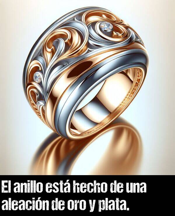 aleacin: El anillo est hecho de una aleacin de oro y plata.