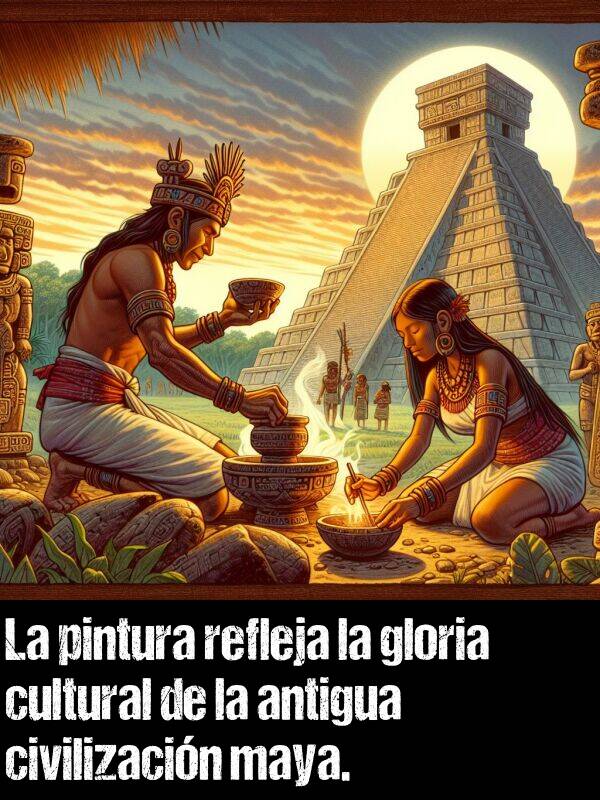 civilizacin: La pintura refleja la gloria cultural de la antigua civilizacin maya.