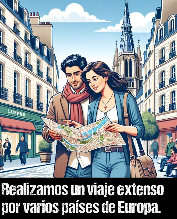 extenso: Realizamos un viaje extenso por varios pases de Europa.