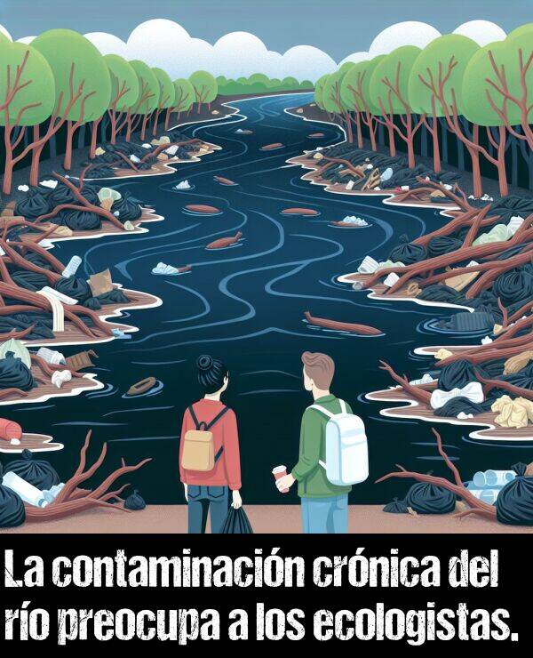 crnica: La contaminacin crnica del ro preocupa a los ecologistas.