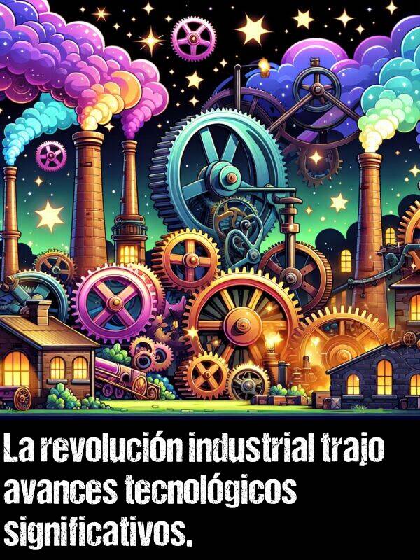 trajo: La revolucin industrial trajo avances tecnolgicos significativos.