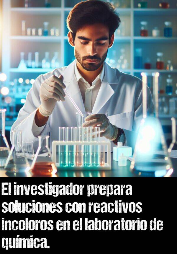 investigador: El investigador prepara soluciones con reactivos incoloros en el laboratorio de qumica.