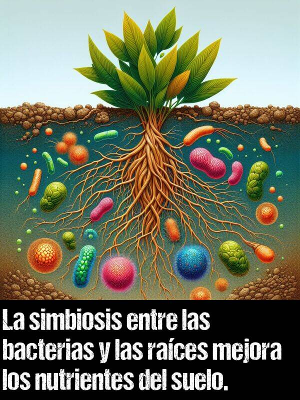 bacterias: La simbiosis entre las bacterias y las races mejora los nutrientes del suelo.