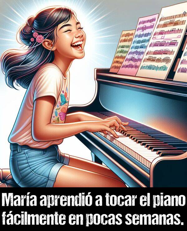 pocas: Mara aprendi a tocar el piano fcilmente en pocas semanas.