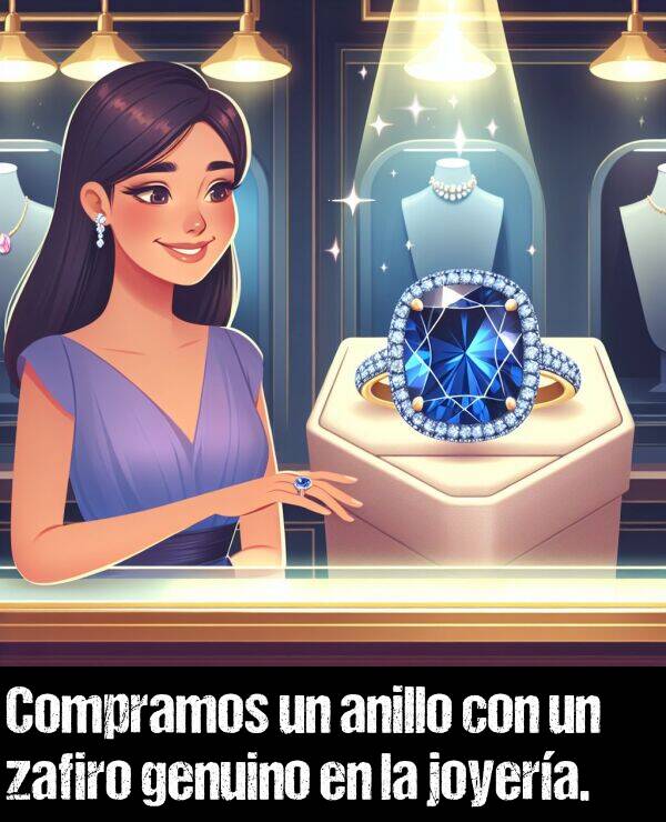 anillo: Compramos un anillo con un zafiro genuino en la joyera.