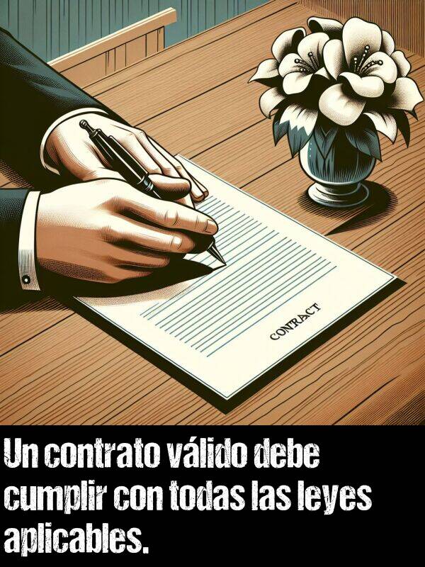 contrato: Un contrato vlido debe cumplir con todas las leyes aplicables.