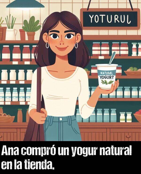 yogur: Ana compr un yogur natural en la tienda.