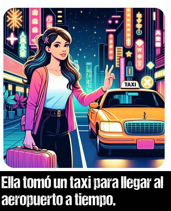 aeropuerto: Ella tom un taxi para llegar al aeropuerto a tiempo.