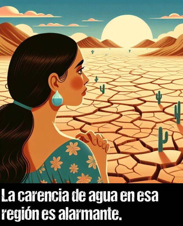 esa: La carencia de agua en esa regin es alarmante.