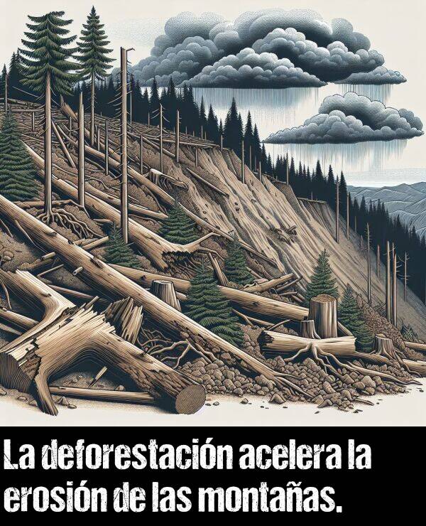 deforestacin: La deforestacin acelera la erosin de las montaas.