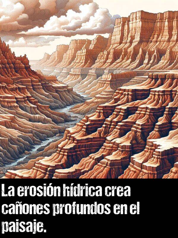 can: La erosin hdrica crea caones profundos en el paisaje.