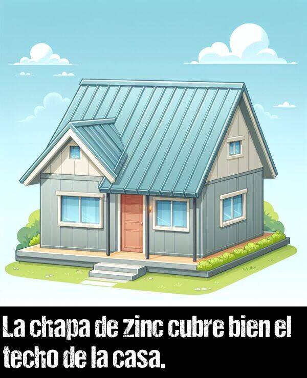 techo: La chapa de zinc cubre bien el techo de la casa.