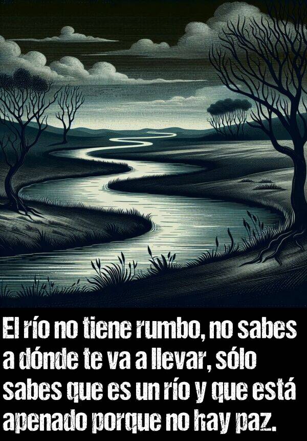 te: El ro no tiene rumbo, no sabes a dnde te va a llevar, slo sabes que es un ro y que est apenado porque no hay paz.