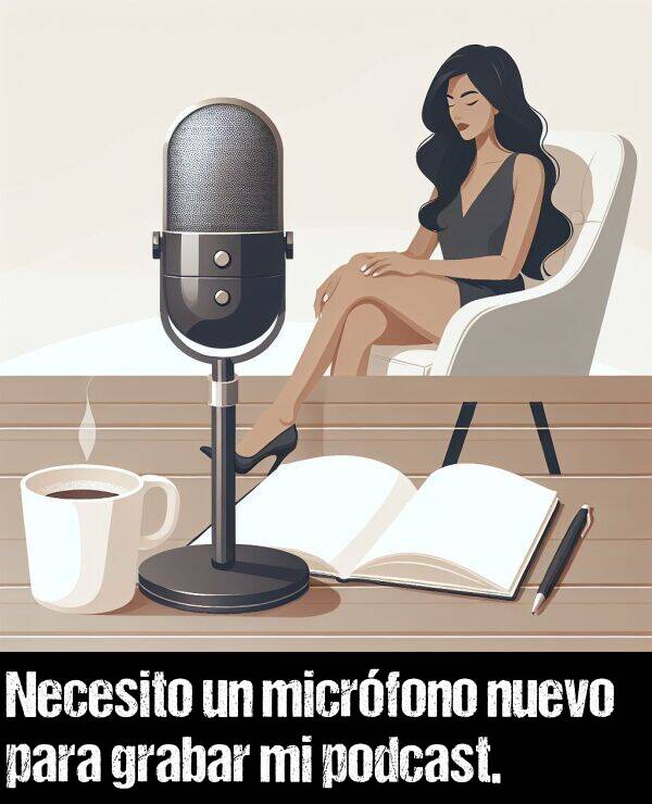 grabar: Necesito un micrfono nuevo para grabar mi podcast.