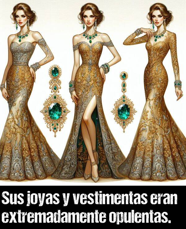 opulento: Sus joyas y vestimentas eran extremadamente opulentas.