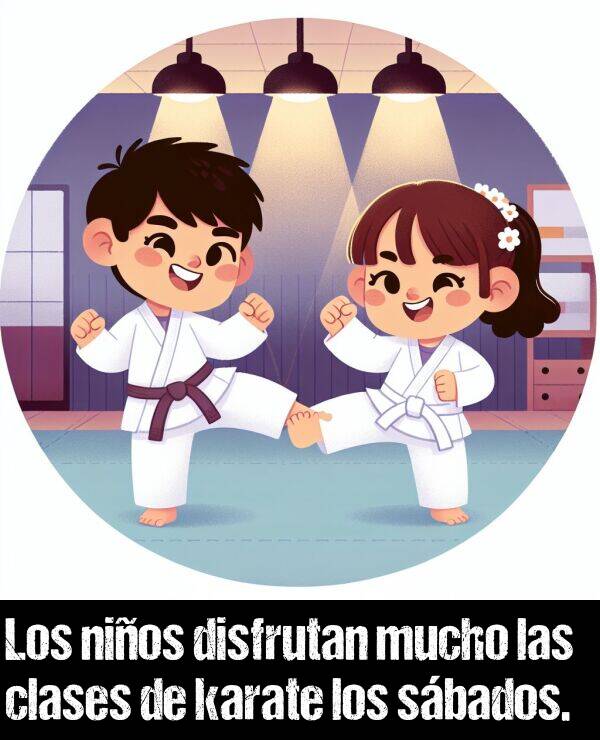 karate: Los nios disfrutan mucho las clases de karate los sbados.