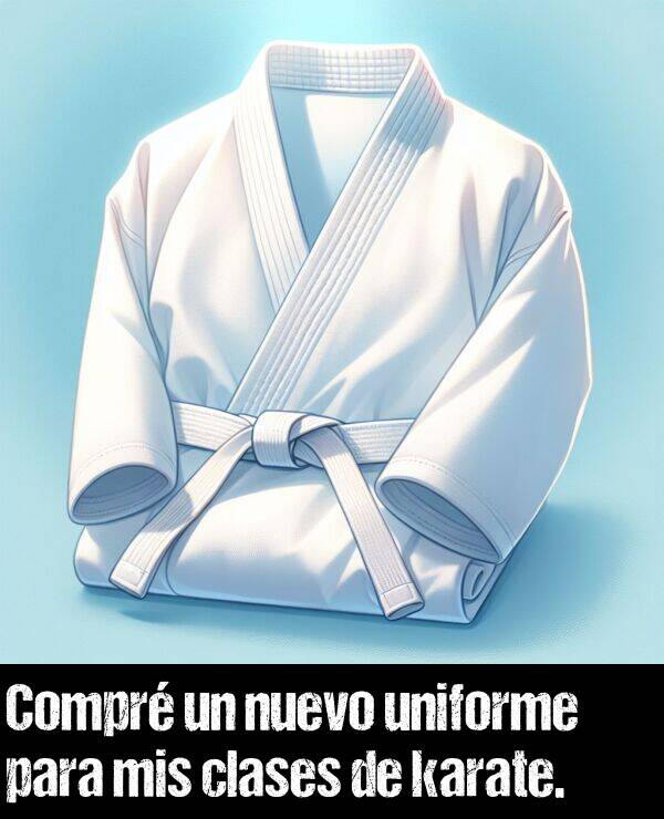 uniforme: Compr un nuevo uniforme para mis clases de karate.