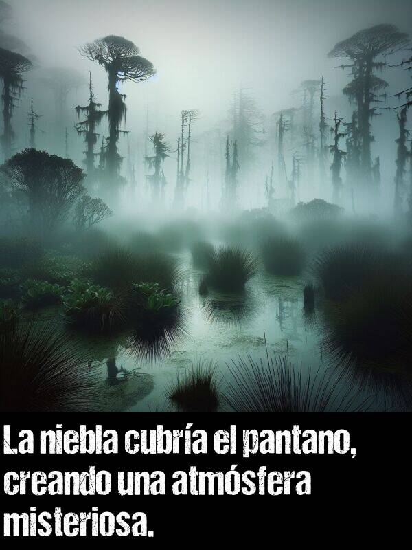 pantano: La niebla cubra el pantano, creando una atmsfera misteriosa.