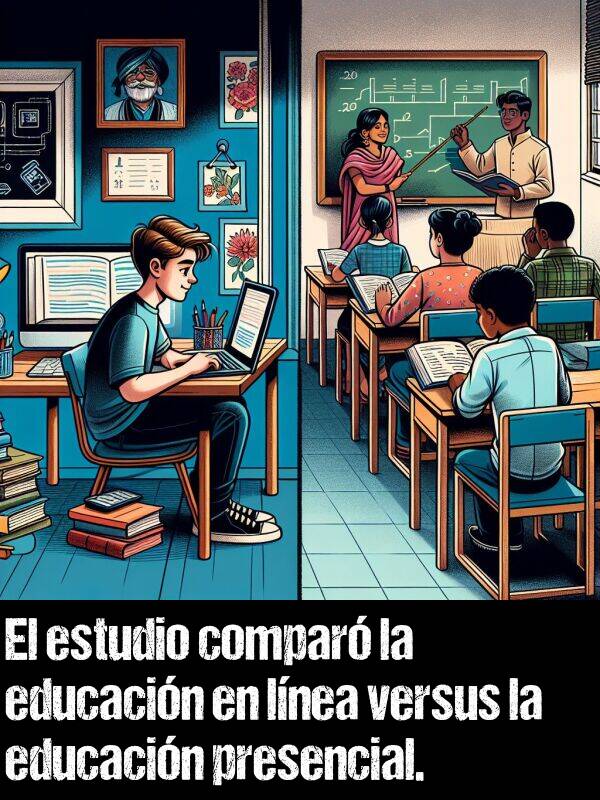 estudio: El estudio compar la educacin en lnea versus la educacin presencial.