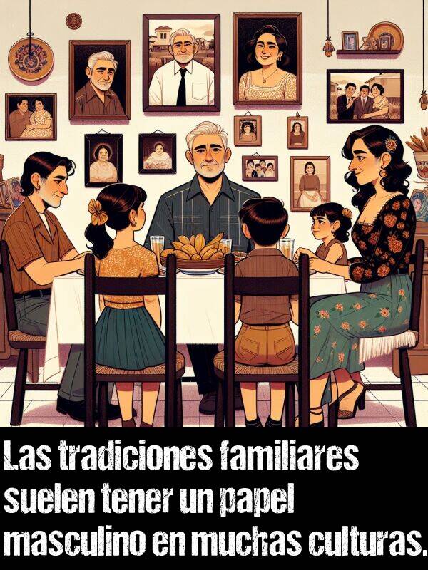 tradiciones: Las tradiciones familiares suelen tener un papel masculino en muchas culturas.