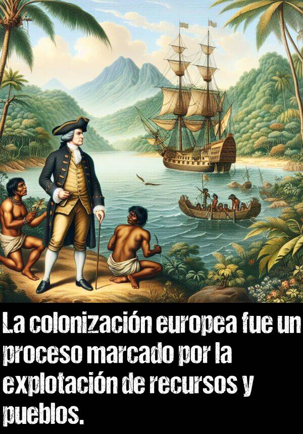 recursos: La colonizacin europea fue un proceso marcado por la explotacin de recursos y pueblos.