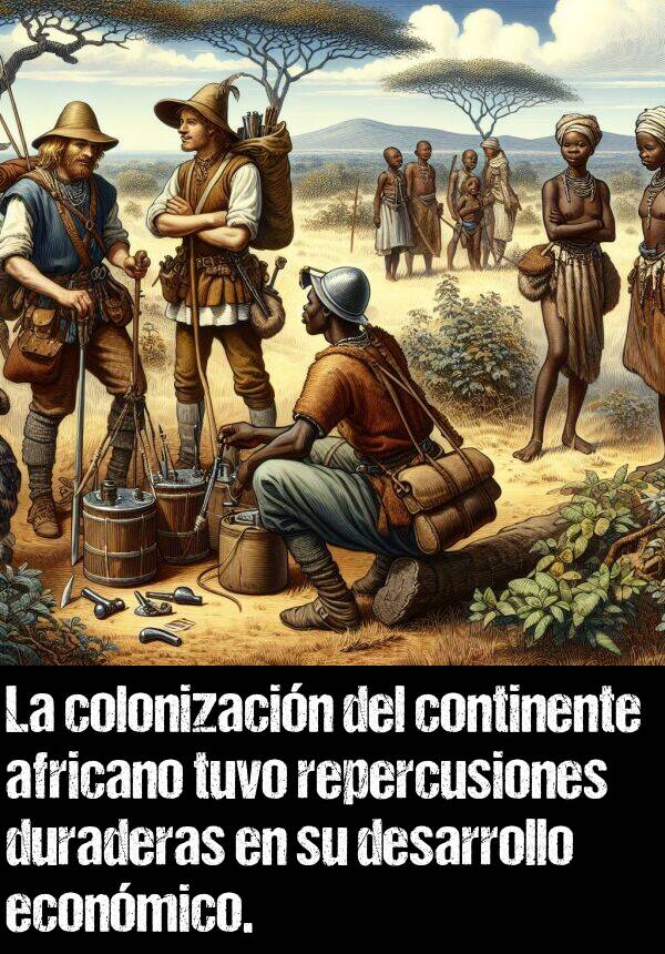 repercusiones: La colonizacin del continente africano tuvo repercusiones duraderas en su desarrollo econmico.