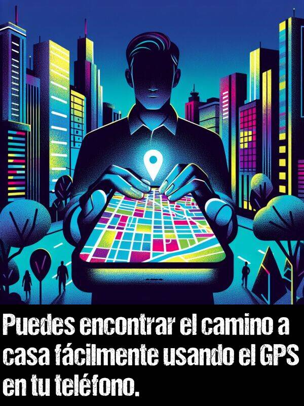 tu: Puedes encontrar el camino a casa fcilmente usando el GPS en tu telfono.