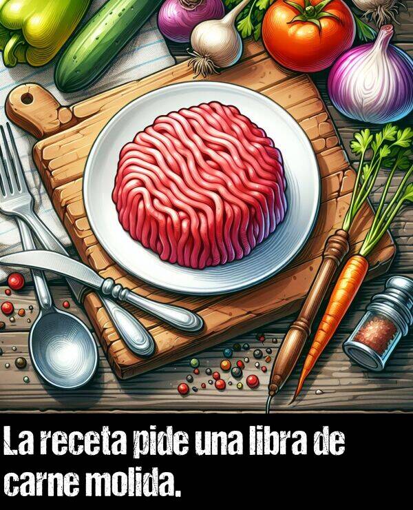 carne: La receta pide una libra de carne molida.