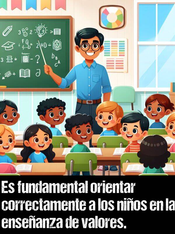 correctamente: Es fundamental orientar correctamente a los nios en la enseanza de valores.