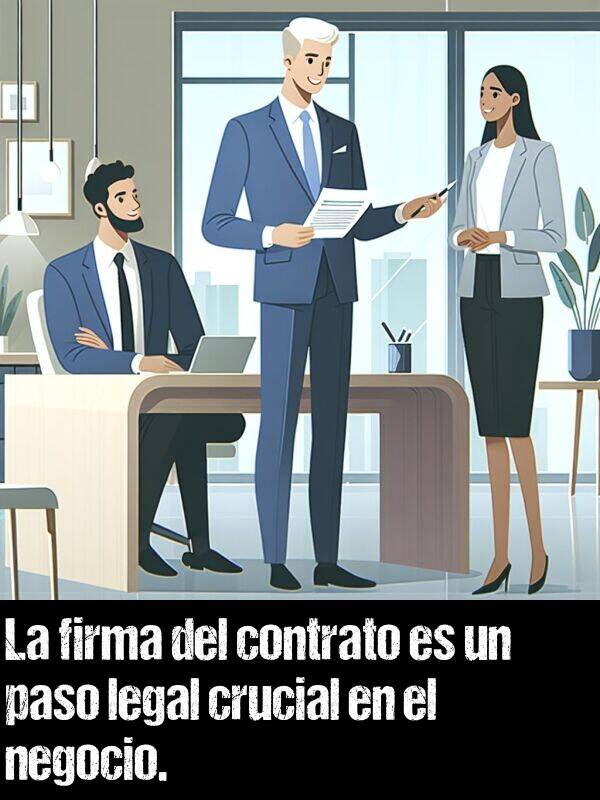 legal: La firma del contrato es un paso legal crucial en el negocio.