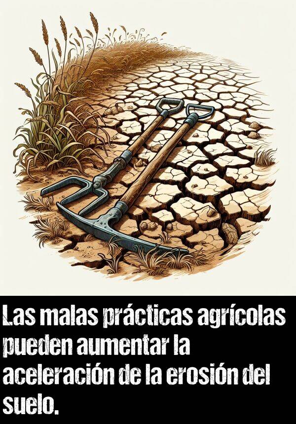 aumentar: Las malas prcticas agrcolas pueden aumentar la aceleracin de la erosin del suelo.