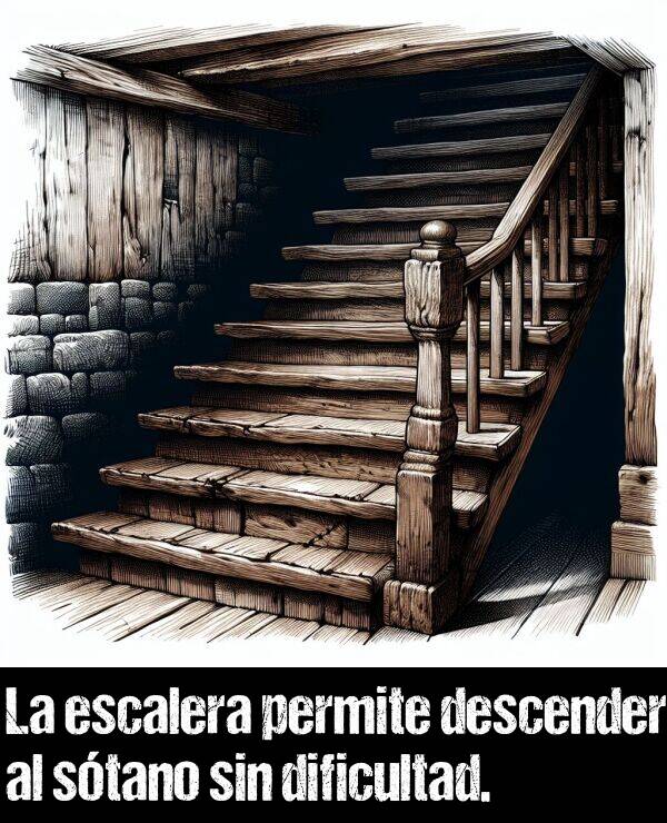 dificultad: La escalera permite descender al stano sin dificultad.