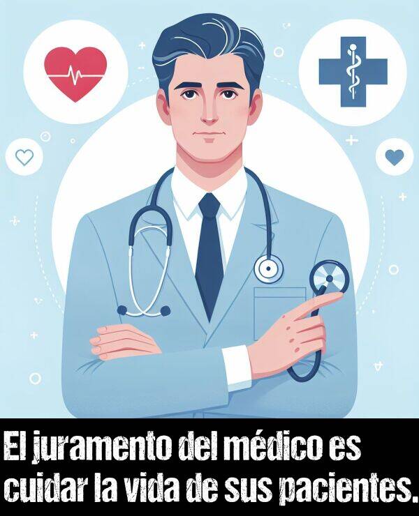 pacientes: El juramento del mdico es cuidar la vida de sus pacientes.