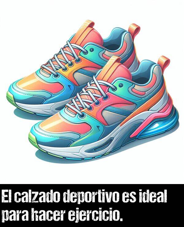 ideal: El calzado deportivo es ideal para hacer ejercicio.