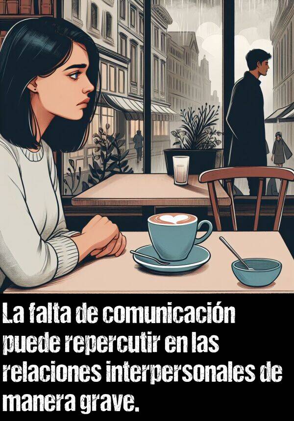 relaciones: La falta de comunicacin puede repercutir en las relaciones interpersonales de manera grave.