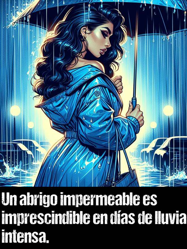 imprescindible: Un abrigo impermeable es imprescindible en das de lluvia intensa.