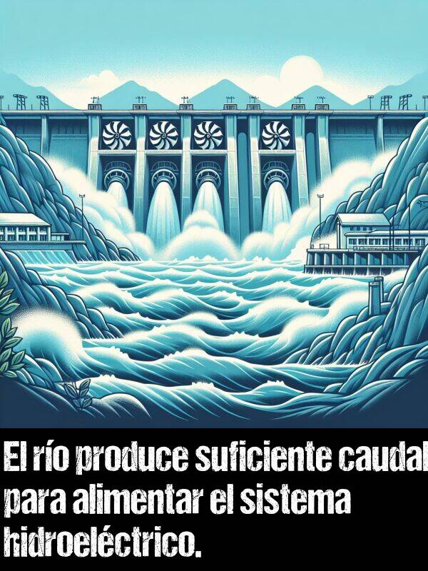 produce: El ro produce suficiente caudal para alimentar el sistema hidroelctrico.