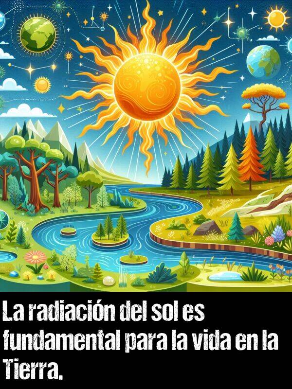 radiacin: La radiacin del sol es fundamental para la vida en la Tierra.