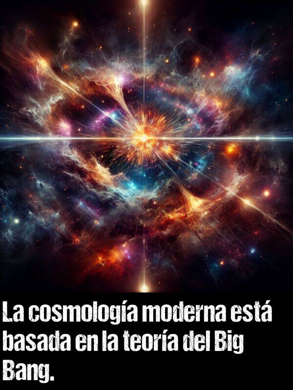 basada: La cosmologa moderna est basada en la teora del Big Bang.